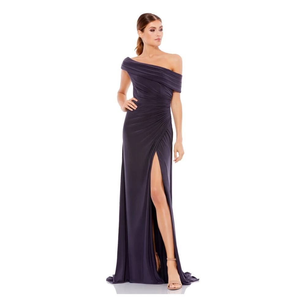 Ieena For Mac Duggal Navy Blue Ruched One Shoulder Trumpet Gown Sz.2 NWT